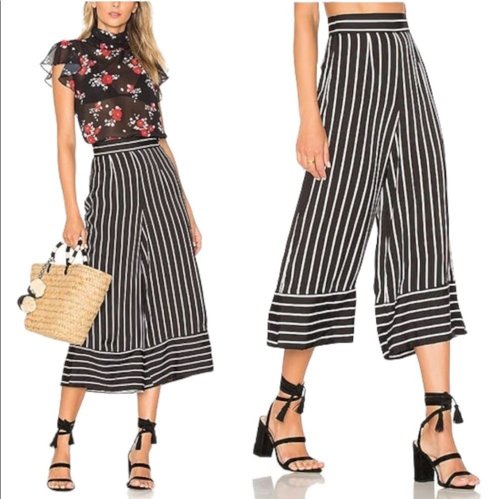 Lovers + Friends- Chica Cropped Stripe culotte Pants
